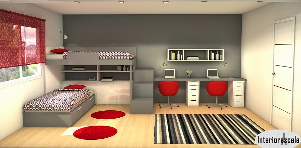 interioresaescala: DORMITORIO PARA 2