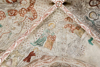 nude, angel, spin, editorial, paradise, sword, church, wall, distaff, garden, adam, painting, denmark, religion, eden, eve, gothic, fresco. https://www.shutterstock.com/image-photo/gothic-fresco-danish-church-expulsion-paradise-524856016