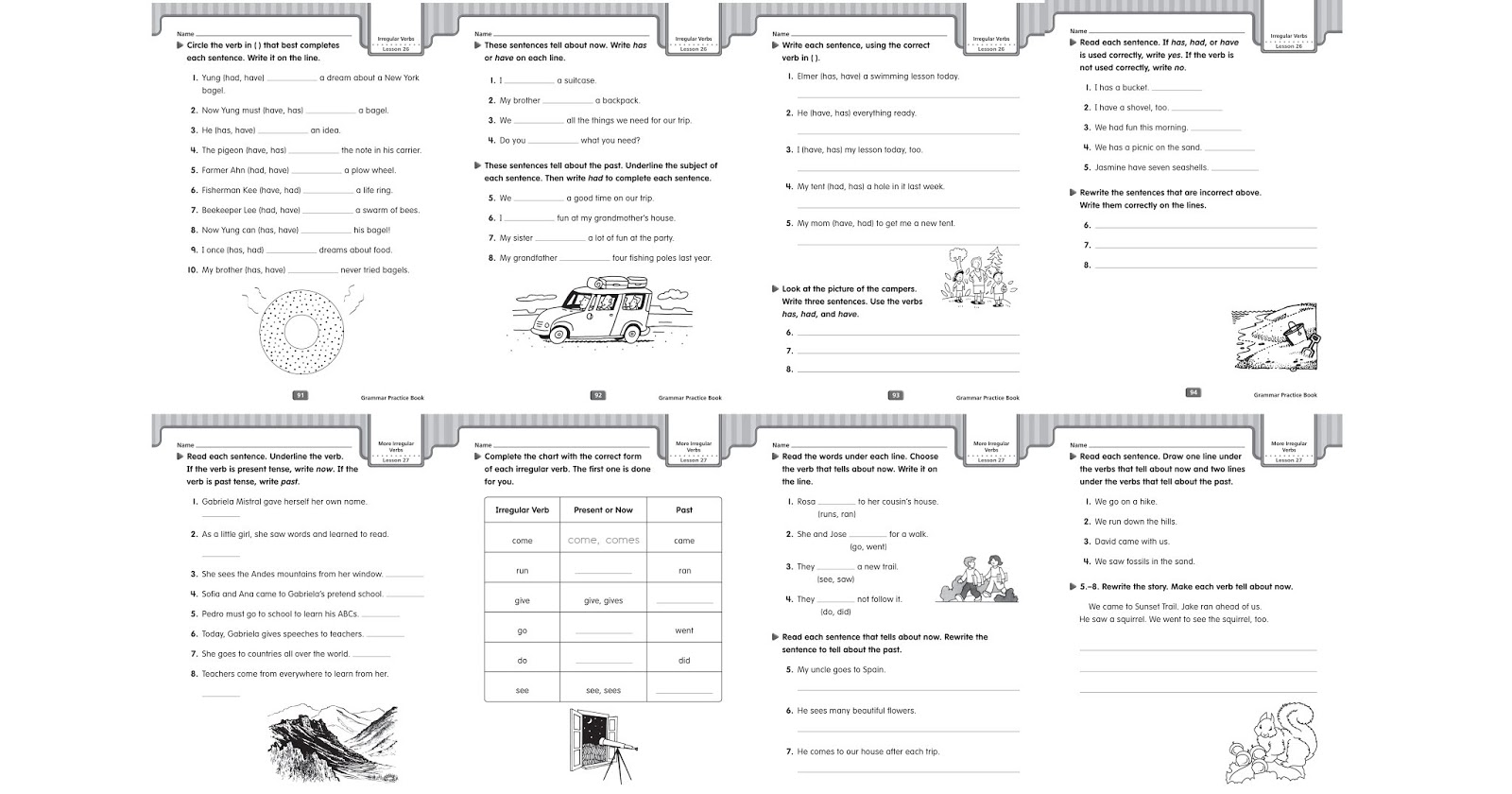 Grammar Worksheets: Irregular Verbs (PDF)