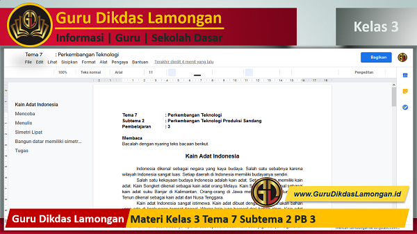 Materi Kelas 3 Tema 7 Subtema 2 Pb 3 Guru Dikdas Lamongan