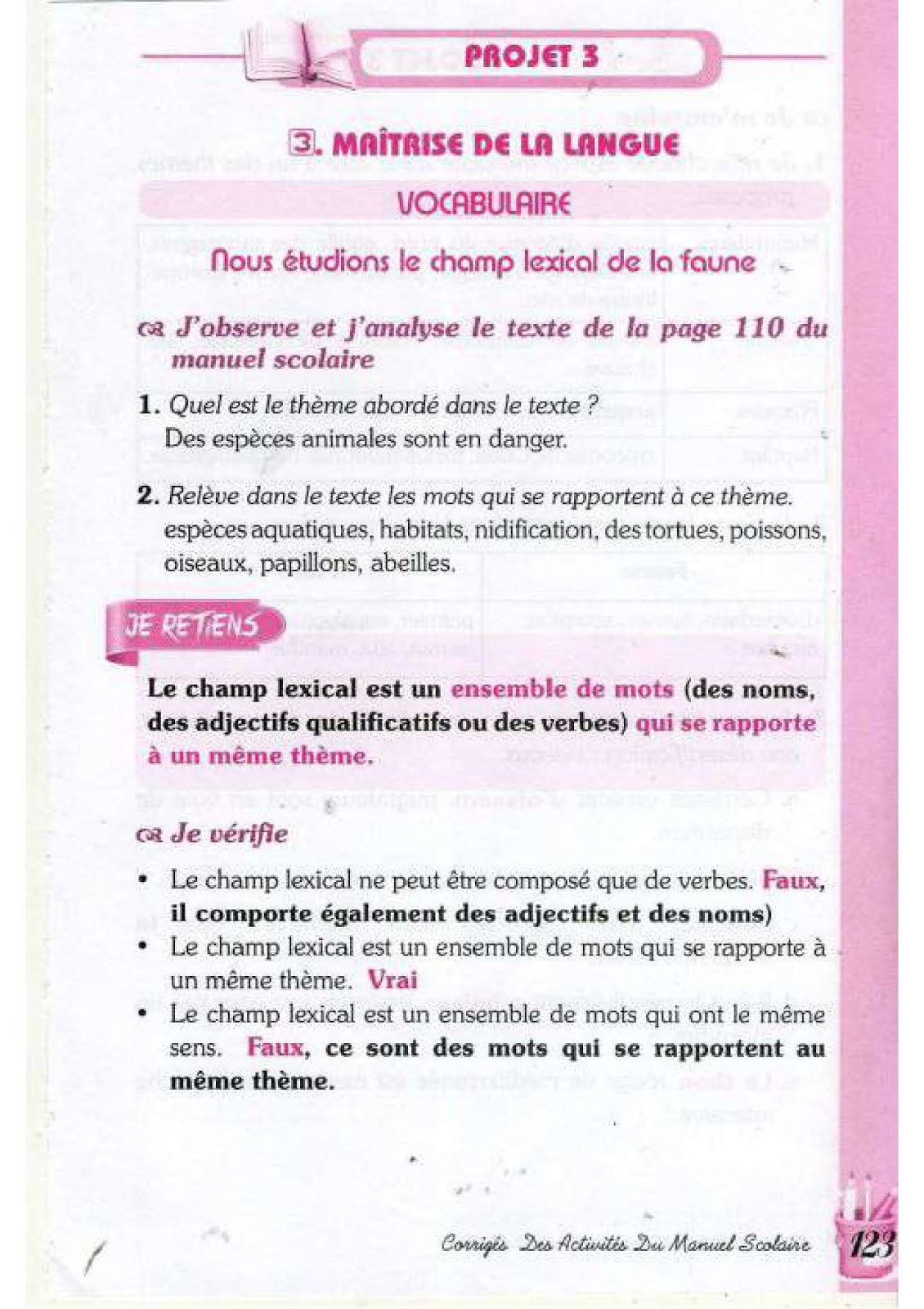 حل تمارين صفحة 110 الفرنسية للسنة الرابعة متوسط - الجيل الثاني