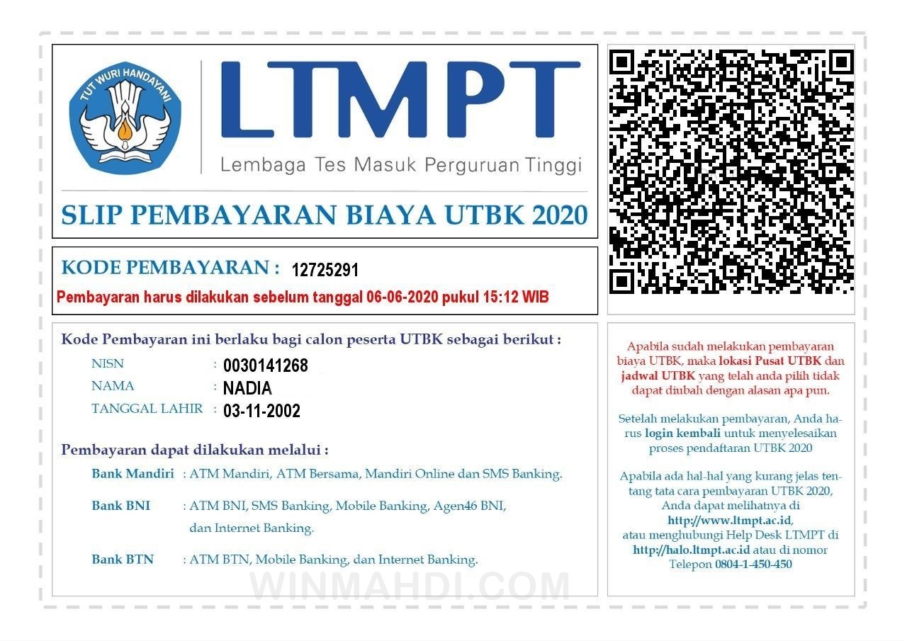 Pembayaran utbk 2022