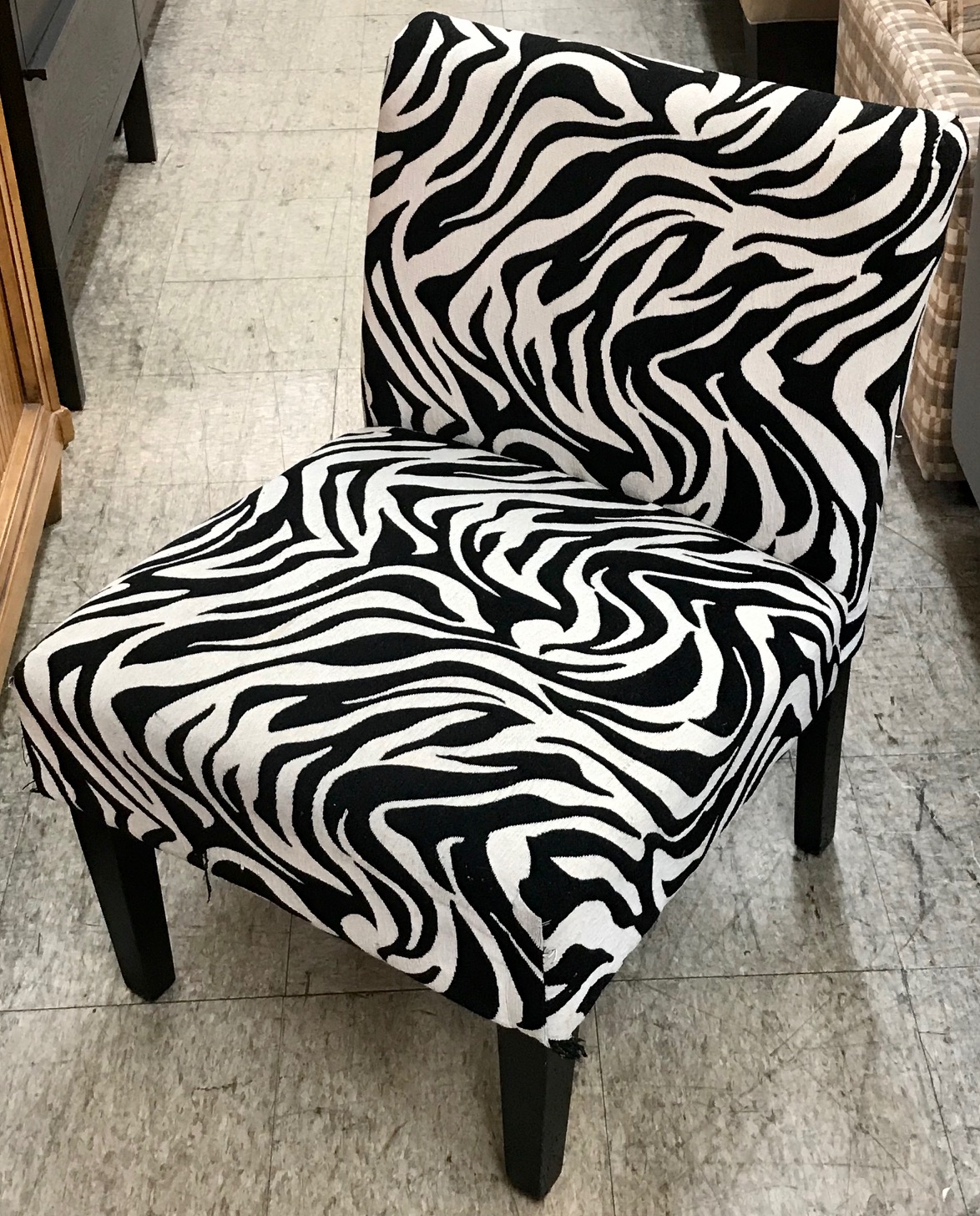Uhuru Furniture & Collectibles REDUCED 468759 Zebra Pattern Armless