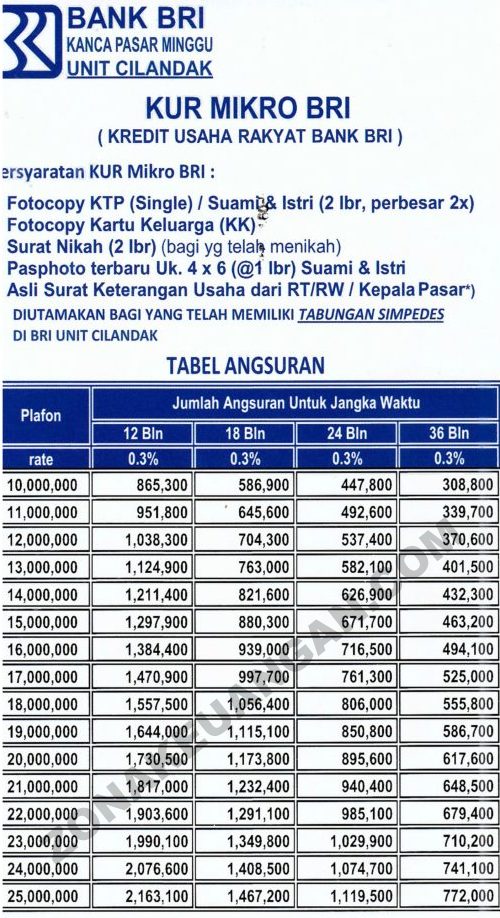 Tabel Angsuran Bri 2019