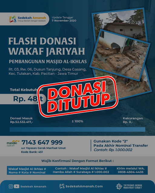 Wakaf Pembangunan Masjid Al Ikhlas Tahap Kedua Wakaf Pembangunan Masjid Al Ikhlas Tahap Kedua