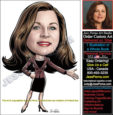 Real Estate Agent Jacket and Skirt Caricature