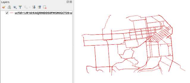 GeoJSON data from Google Drive added into QGIS map canvas