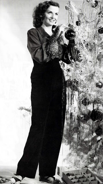 Jane Russell and a Christmas tree