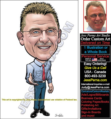 Salesman Shaking Hands Caricature Real Estate Ad