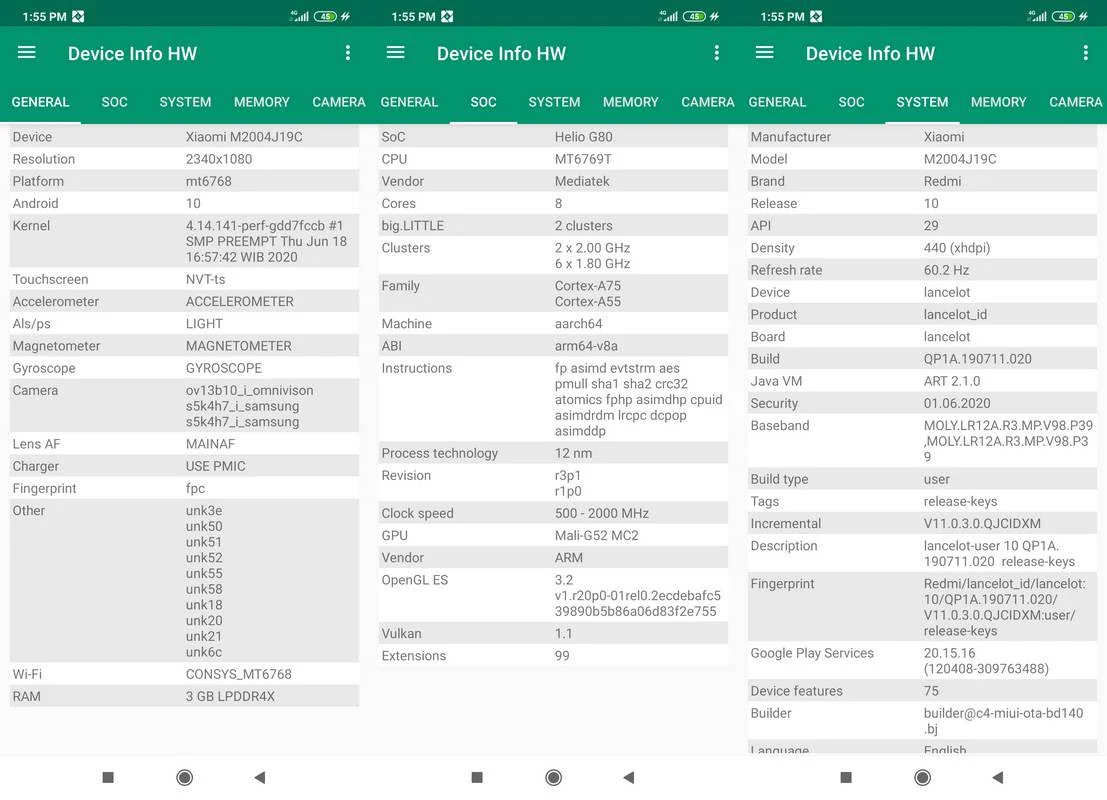 Device Info HW Xiaomi Redmi 9