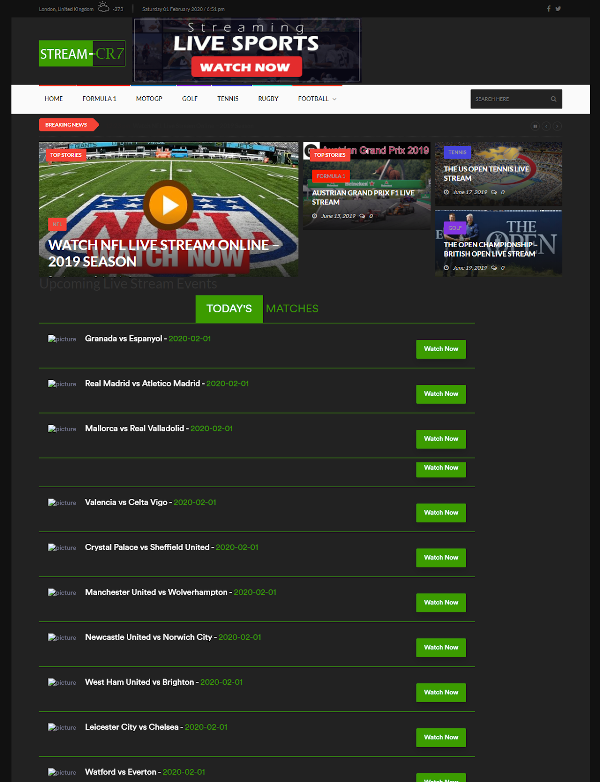 Free live streaming websites to watch football, cricket, rugby, NBA etc. 2020 100 working