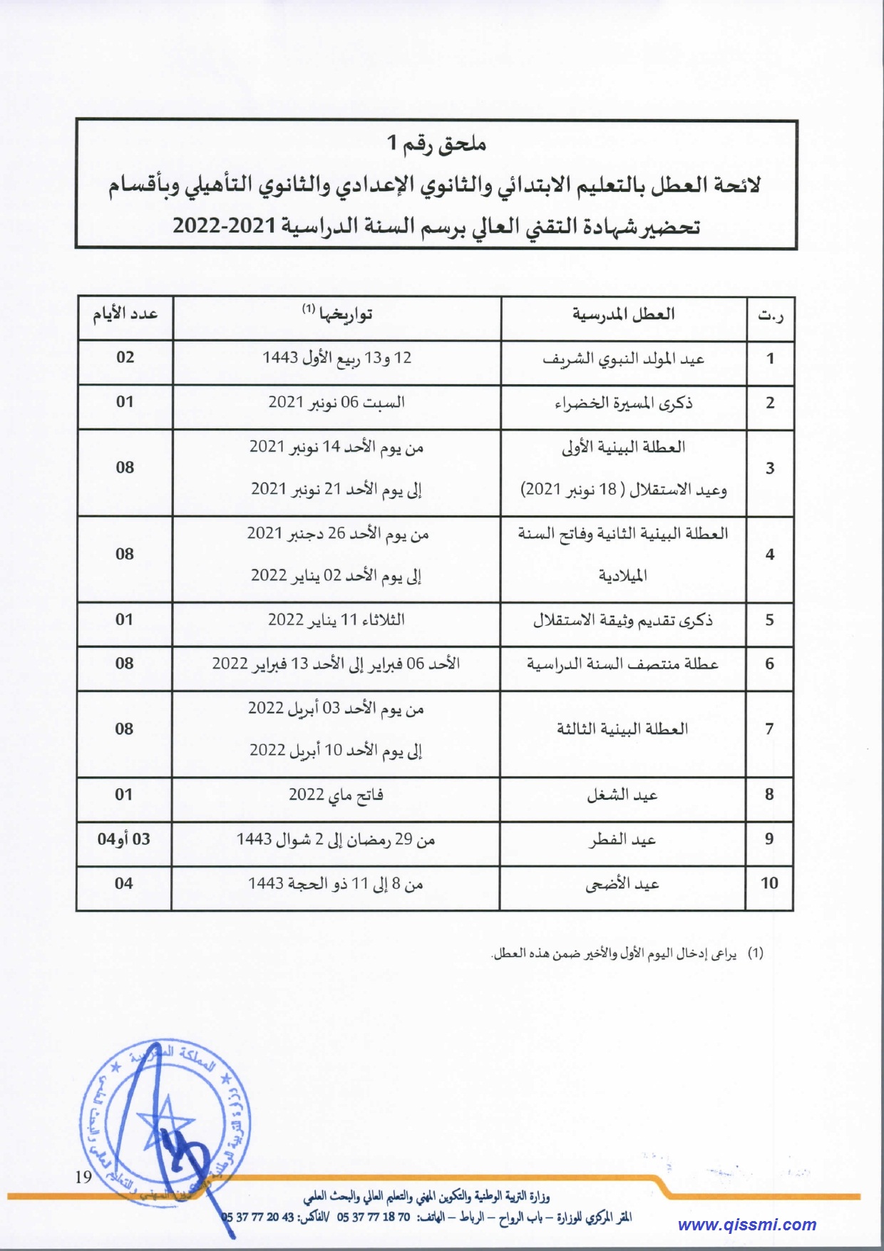 لائحة العطل المدرسية بالمغرب