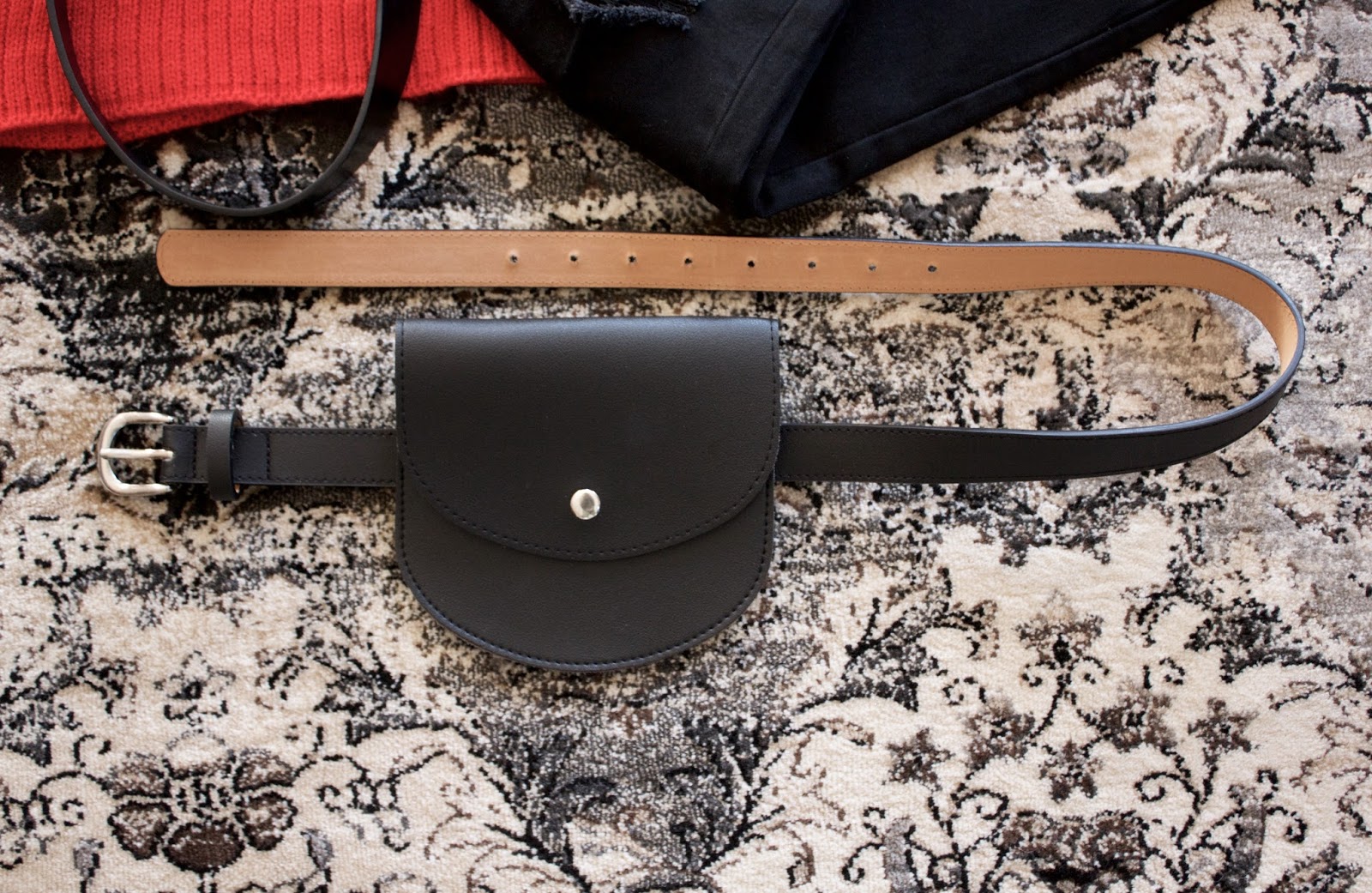 Mini Bag Decoration Faux Leather Waist Belt - Black Mini Bag Decoration Faux Leather Waist Belt - Black