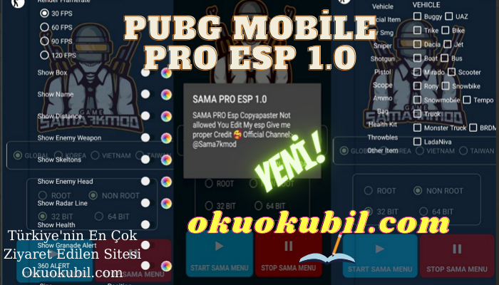 Pubg Mobile 1.0 Sama Pro ESP With Aimbot GL + KR Non Root, Root Sezon16
