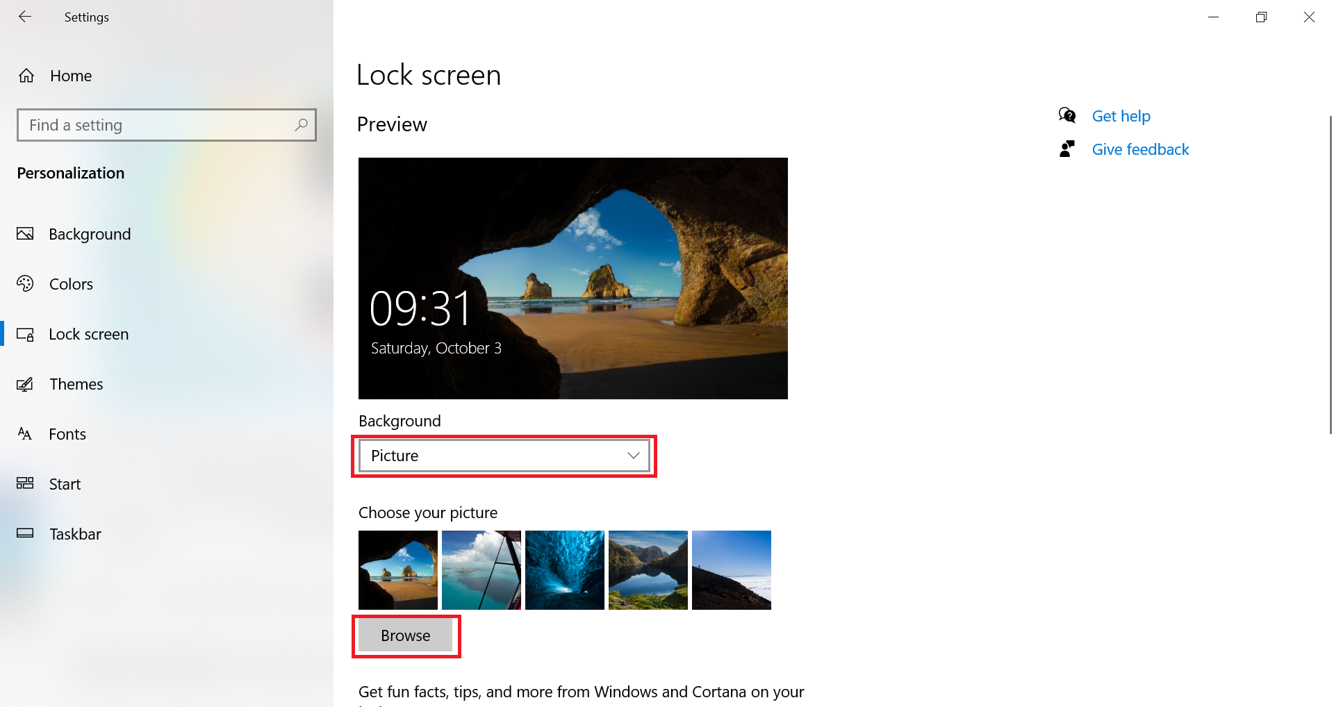 windows 10 slideshow lock screen
