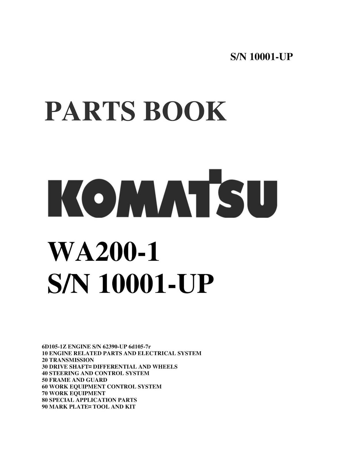 Part Book wheel loader komatsu WA2001 Berita Manual Book