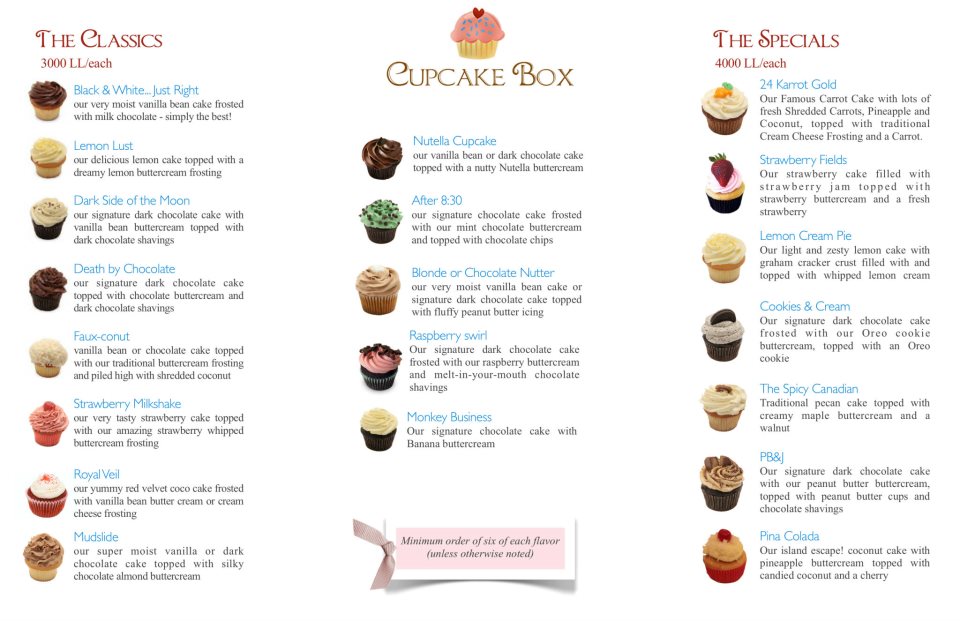 Cupcake Box Ingredients