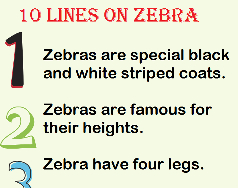 10 Lines on Zebra in English for Kids