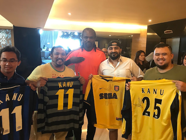 Photos: Kanu Nwankwo shares photos as he arrives Indonesia with other EPL Legends