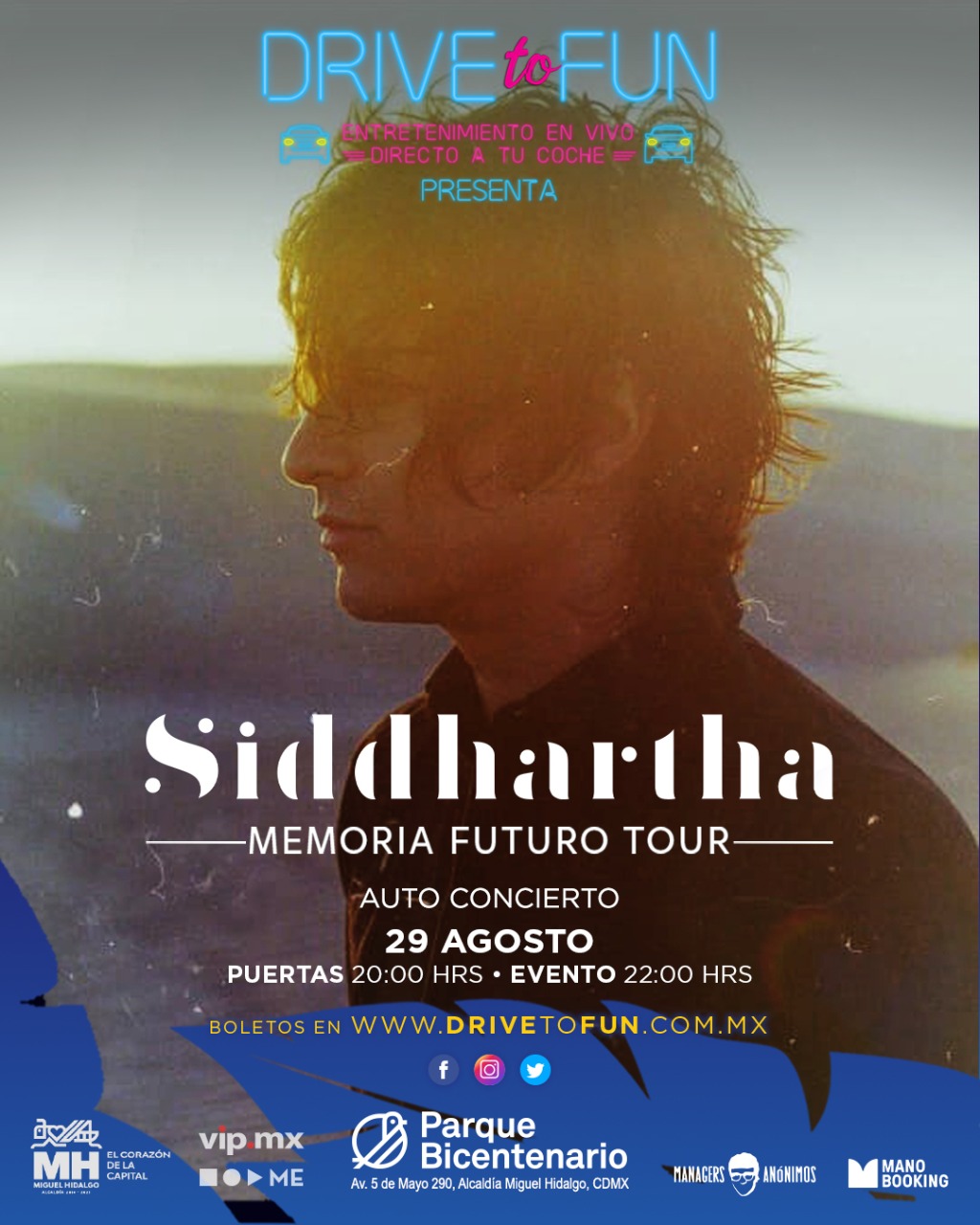 EnPOPados "DRIVE TO FUN" PRESENTA SIDDHARTHA "MEMORIA FUTURO TOUR" EN