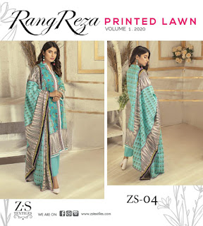 ZS Textile Reza Vol 1 Original Lawn Pakistani Collection 2020 New Design