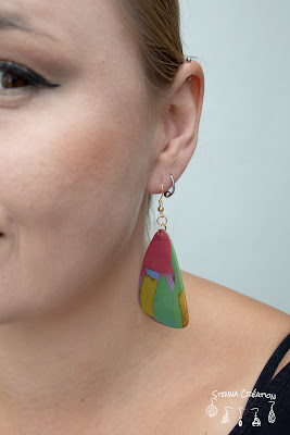 Boucles d'oreilles pâte polymère dégradé multicolore pastel sec Stenna