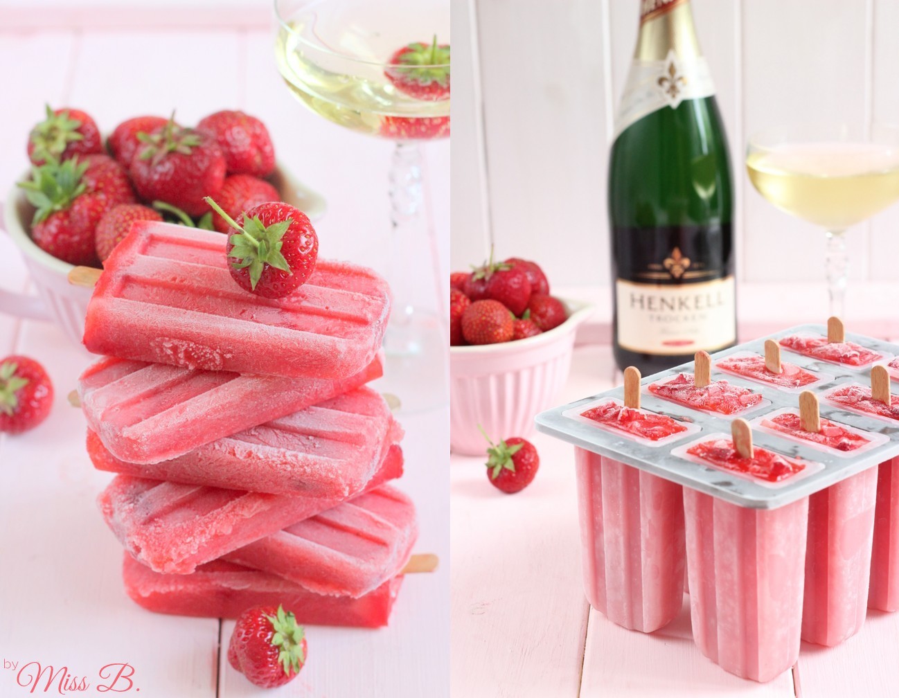 Eis am Stiel: Erdbeer-Sekt-Popsicles [mit Henkell]