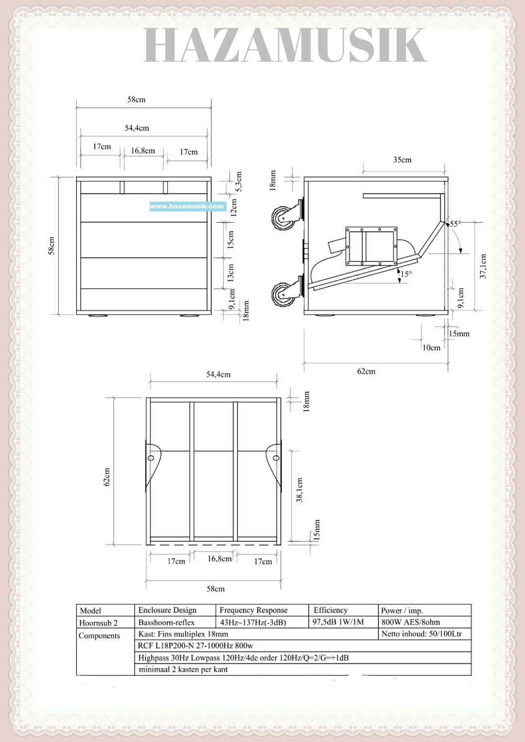skema box 18 inch rcf