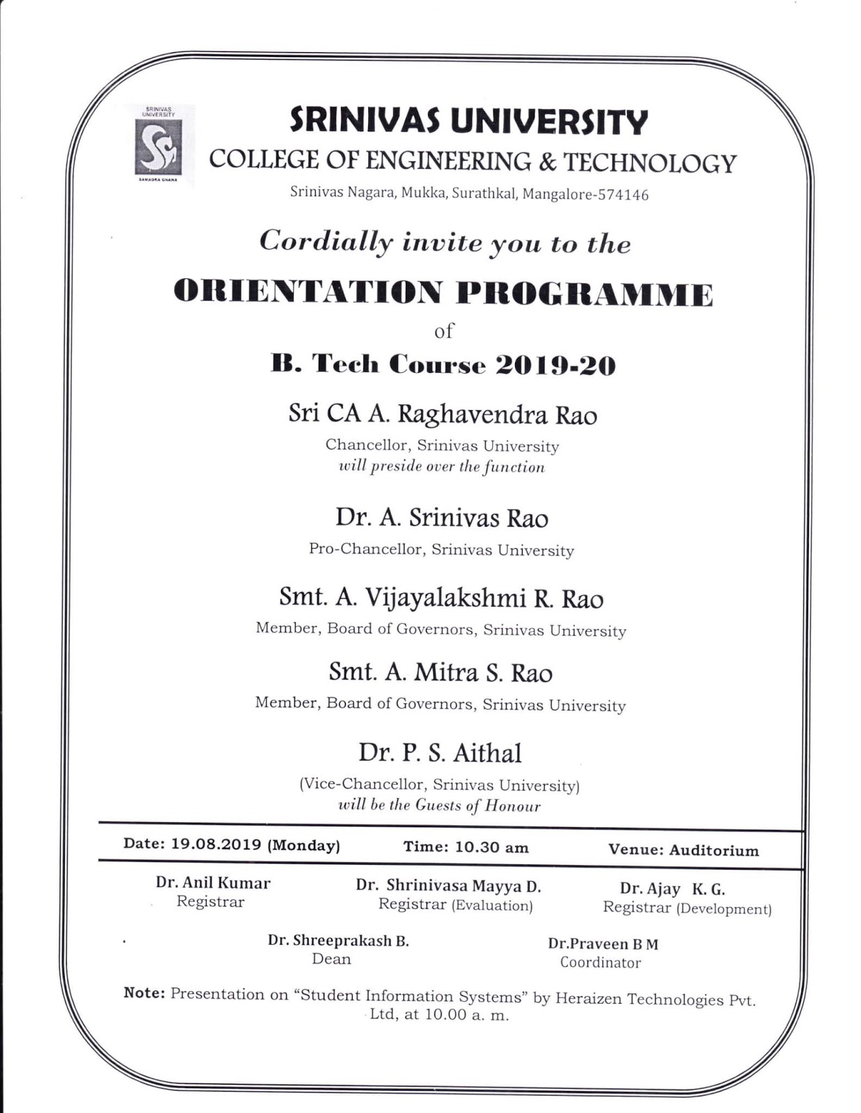 Sample Invitation For Orientation