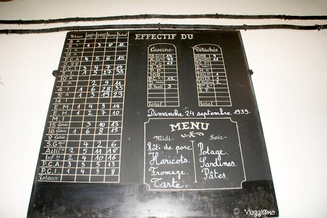 Menù dell'epoca appeso all'interno del Forte di Schoenenbourg