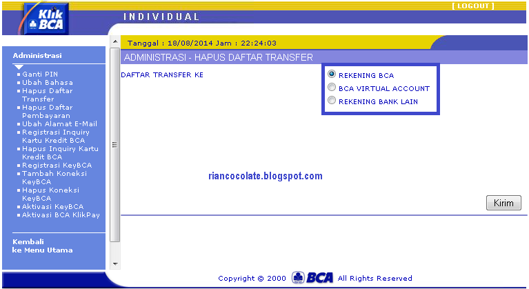 Cara Menghapus Daftar Nomor Rekening Di Klikbca Daftar Ini