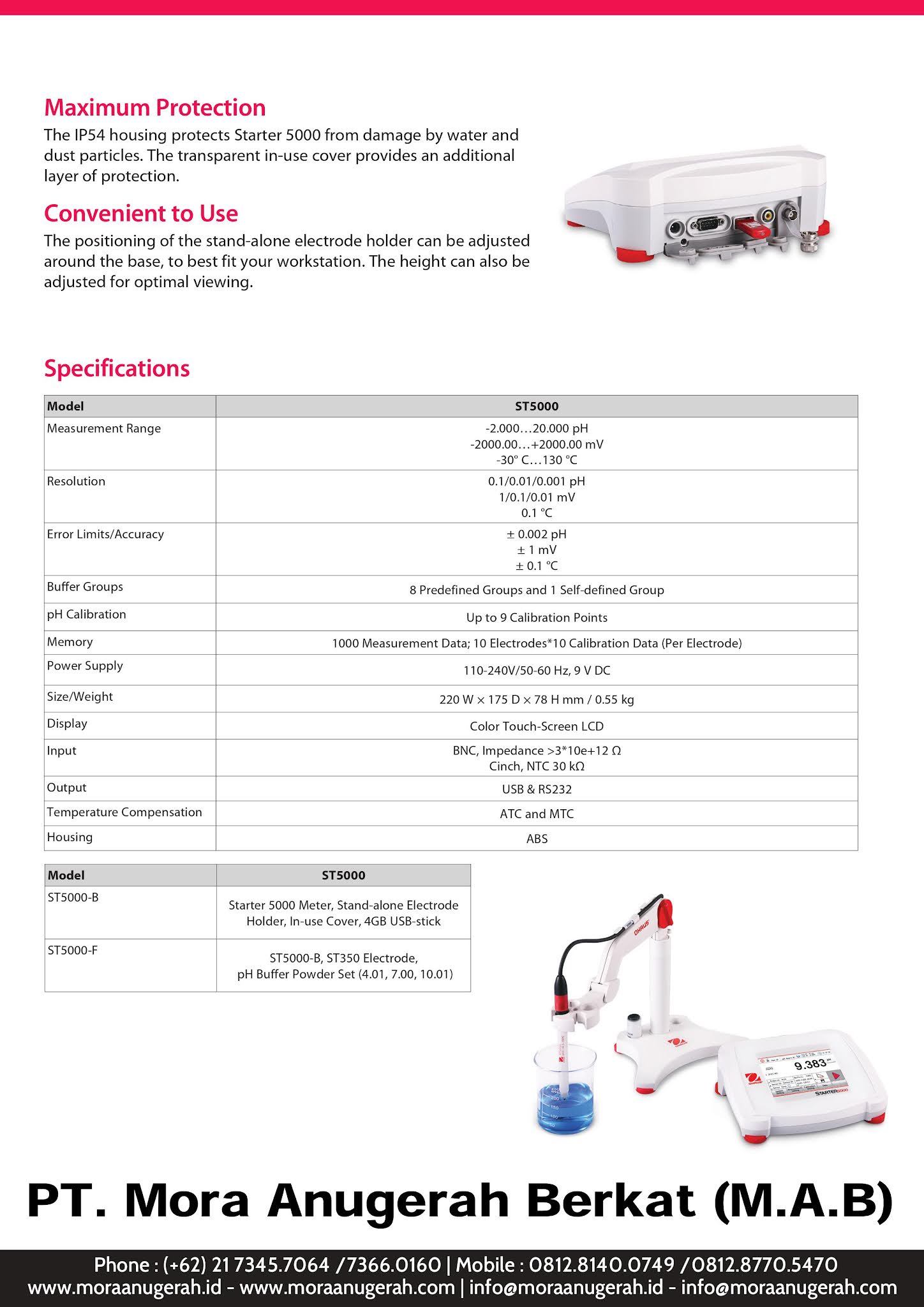 OHAUS Starter 5000 pH/ORP Bench Meter Catalog