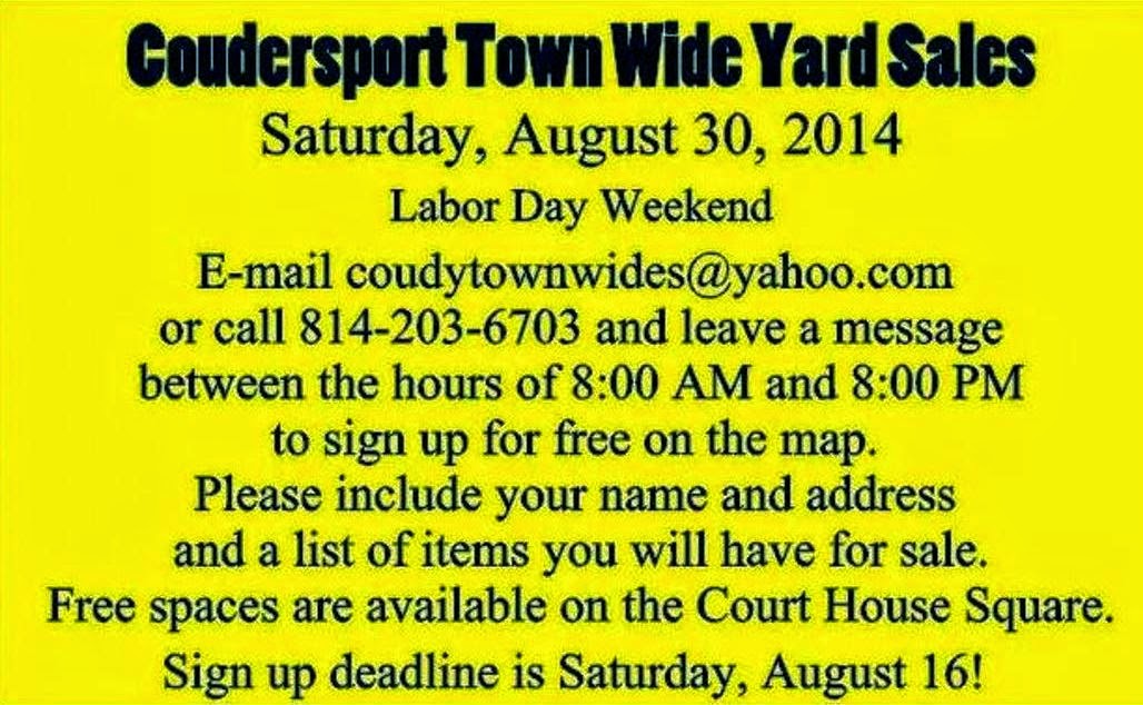 Cameron County PA News Coudersport Town Wide Yard Sales