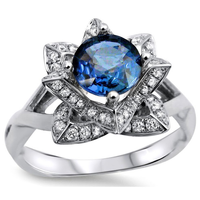 Kari LikeLikes: Sapphire Lotus Flower Diamond Ring in White Gold