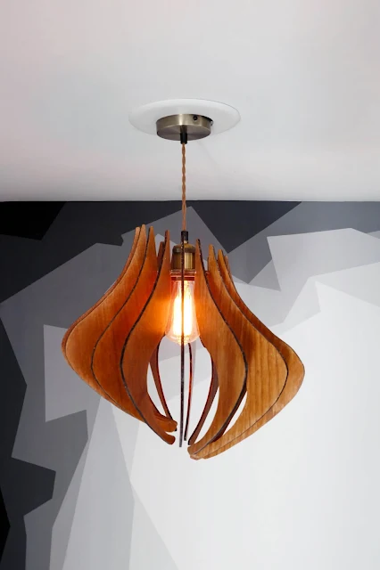 DIY pendant light fixture wood with Edison bulb
