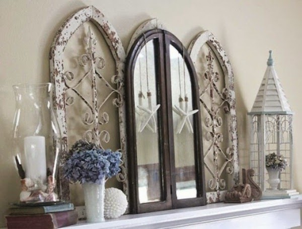 Spring decorations for the fireplace mantel