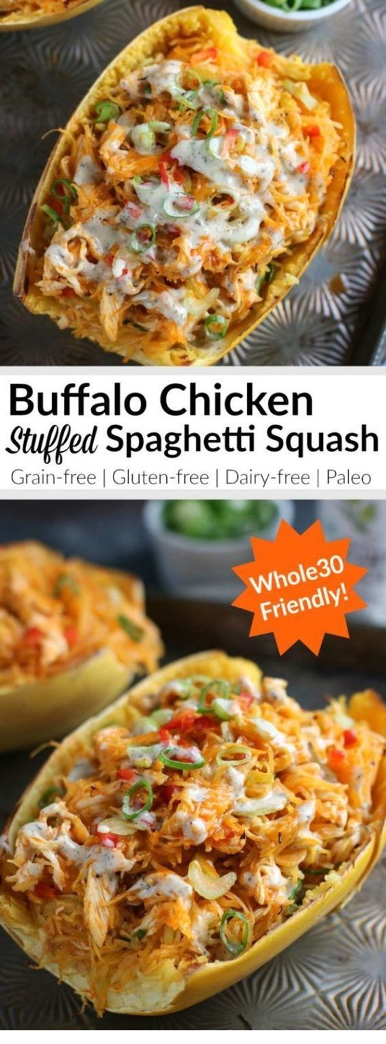 Buffalo Chicken Stuffed Spaghetti Squash