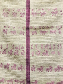 pieza textil en algodón teñida con grana cochinilla