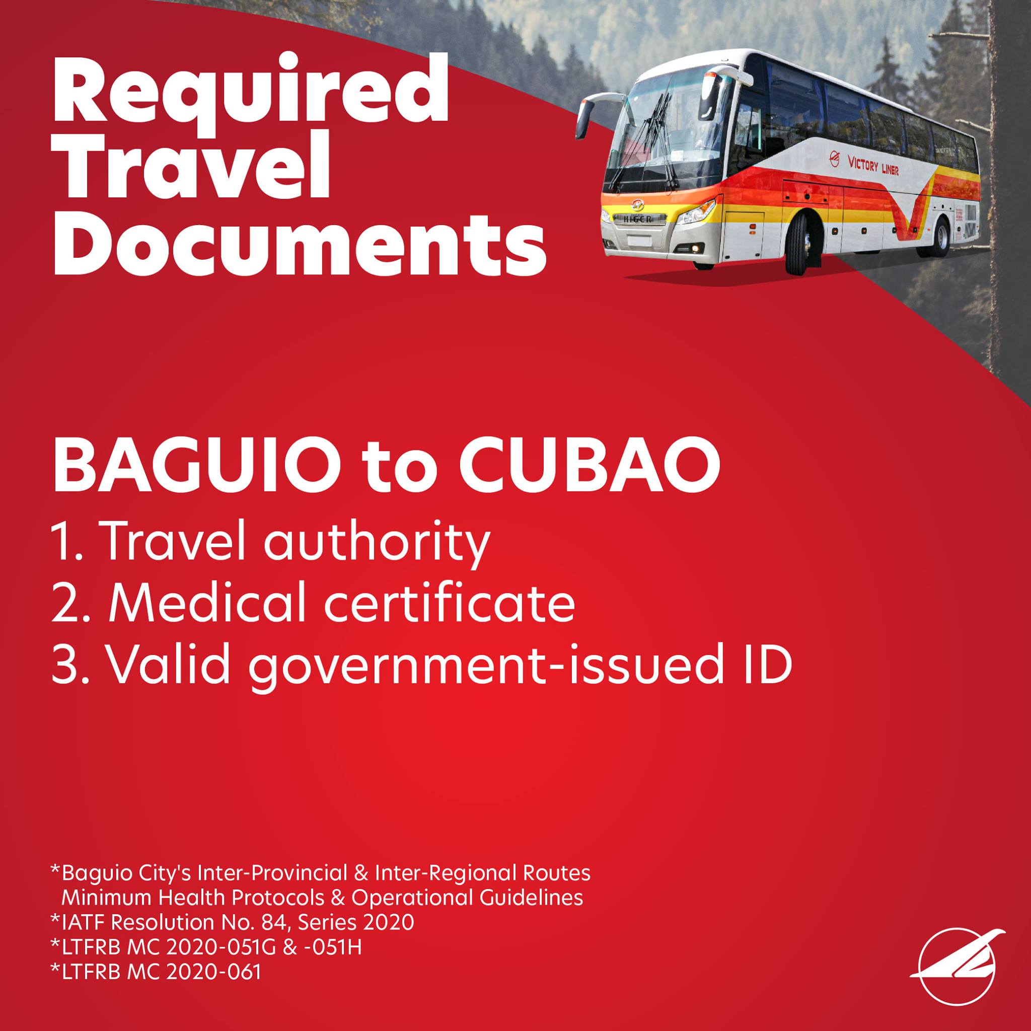 UPDATED VICTORY LINER BAGUIO BUS TRIP SCHEDULE and Travel Requirements