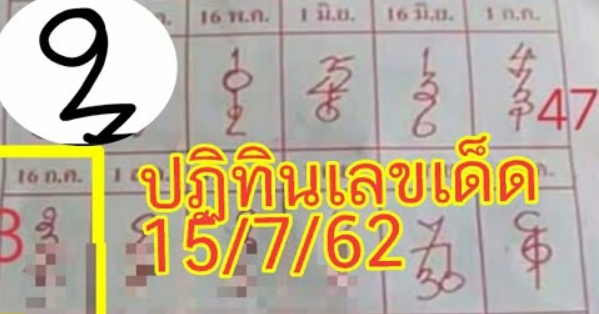 The lucky number calendar 15/7/62 - neksre