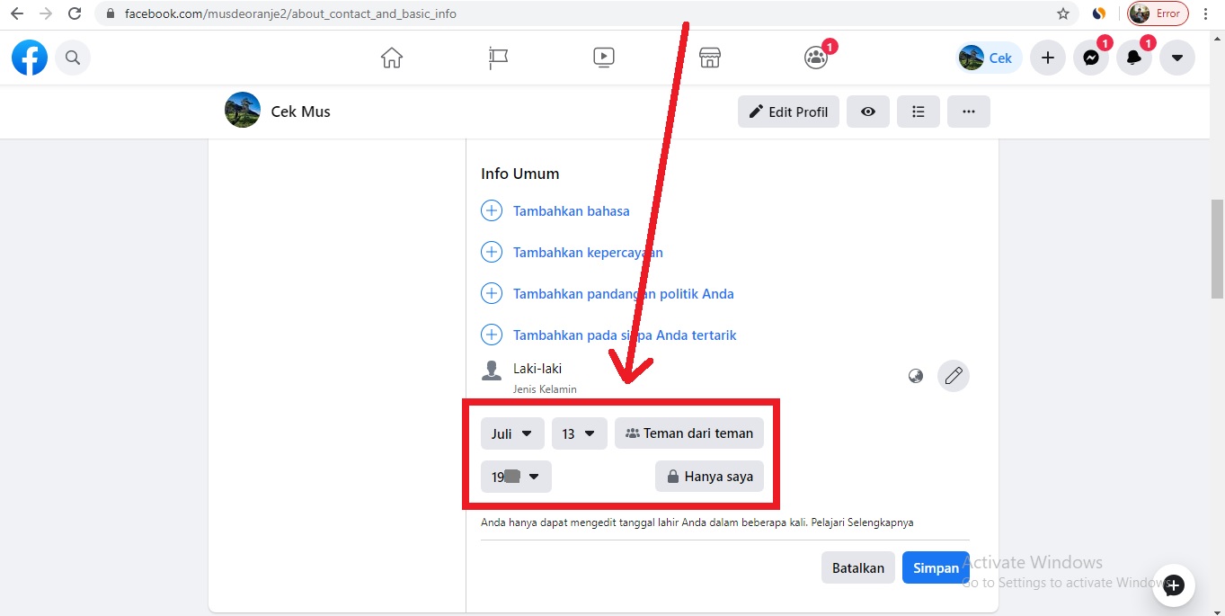 Cara Mengubah atau Mengganti Tanggal Lahir Di Facebook