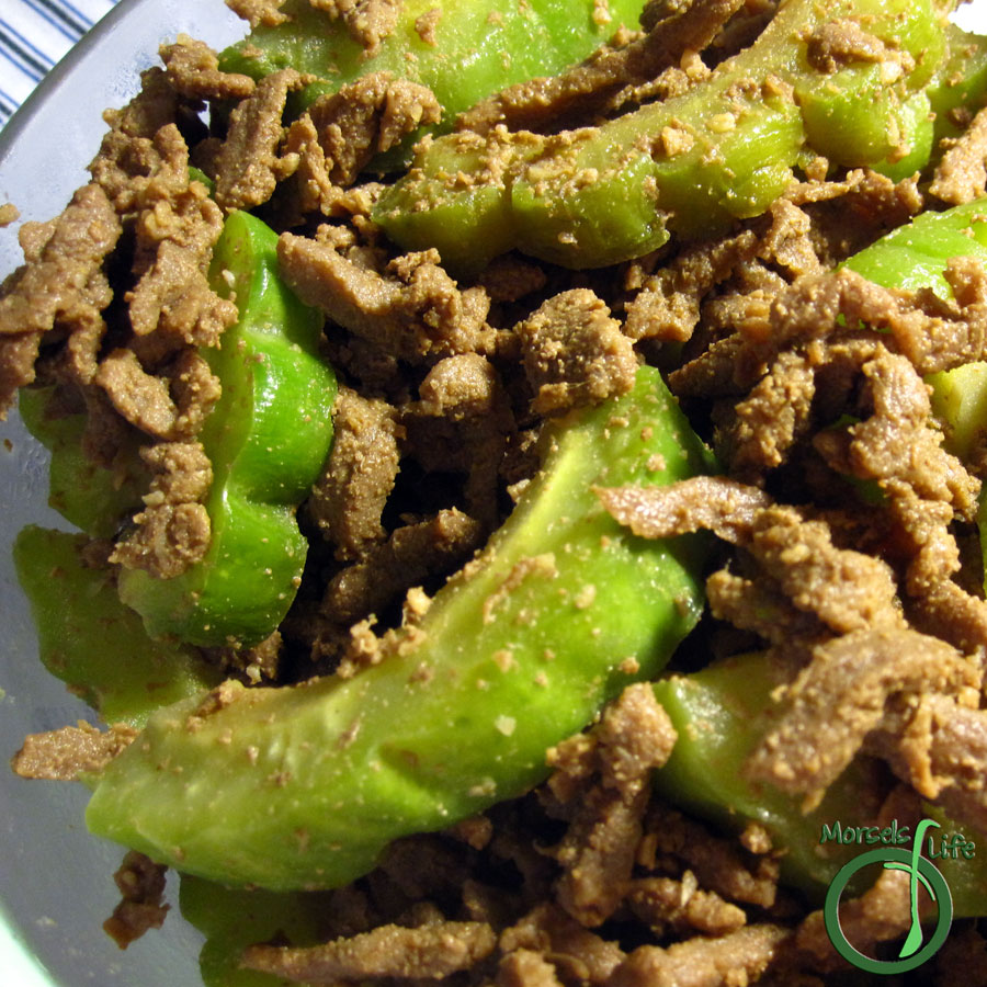 Morsels of Life - Bitter Melon Stir Fry - A unique stirfry featuring beef and bitter melon flavored with garlic and ginger.