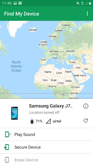 Google find my device app options