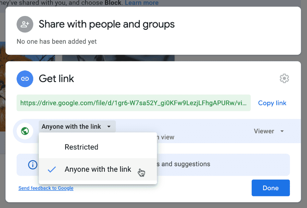sharing a google drive file with anyone with link