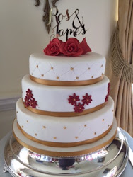 cake gold three tier caroline makes