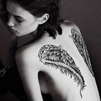Kotbs Temporary Tattoos Paper Lovely English Words & Feather Designs Body Art Make up for Women Fake Tattoo Sticker