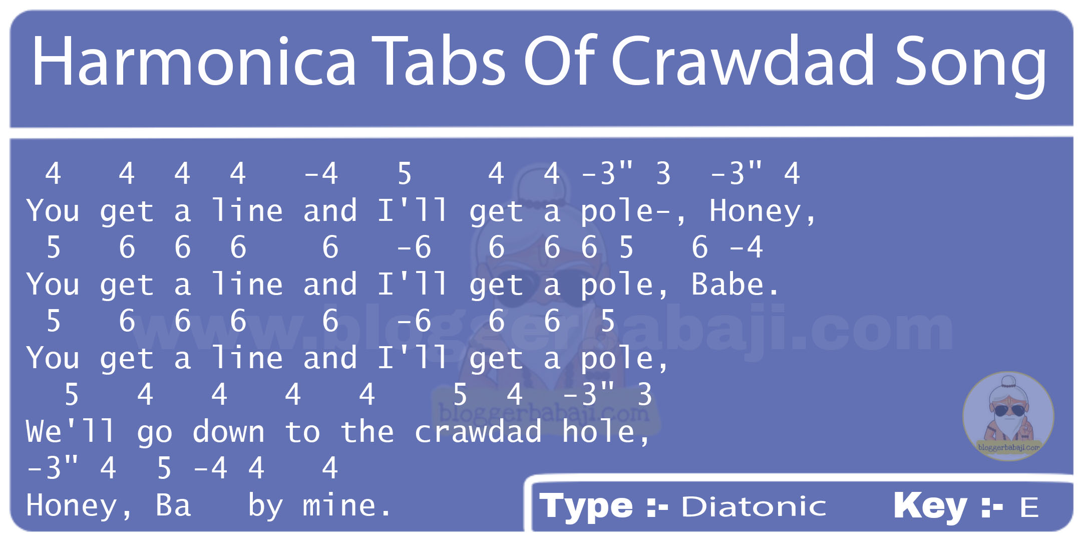 Harmonica Tabs Of Crawdad Song