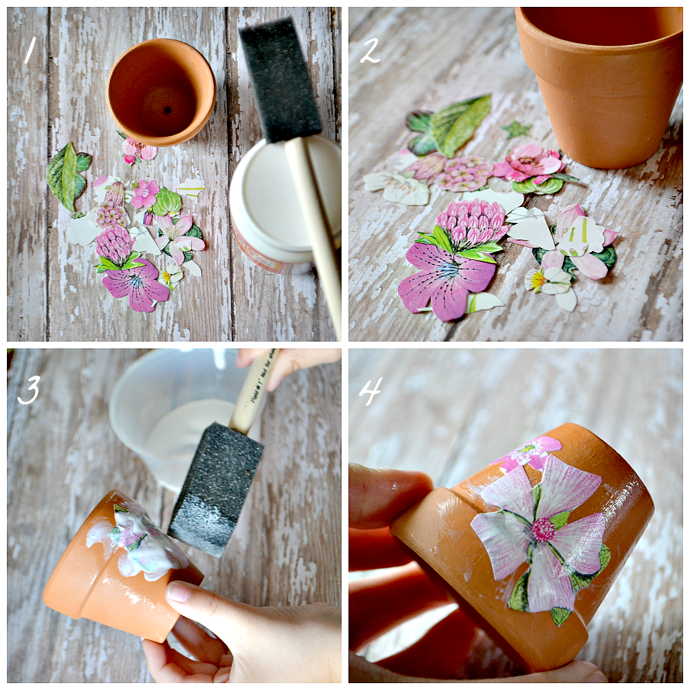 The Life of Jennifer Dawn: Crafting with Kids: Decoupaged Flower Pots