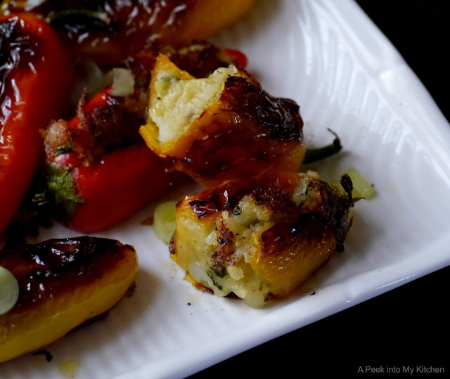 A Peek into My Kitchen Roasted Sweet Peppers Stuffed with Seasoned
