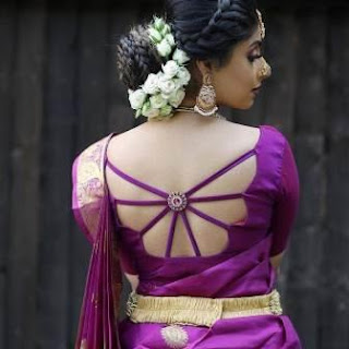 plain saree with designer blouse